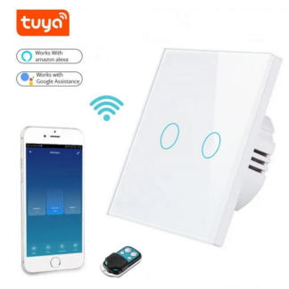smart wifi dual control light switch touch 2 gang white